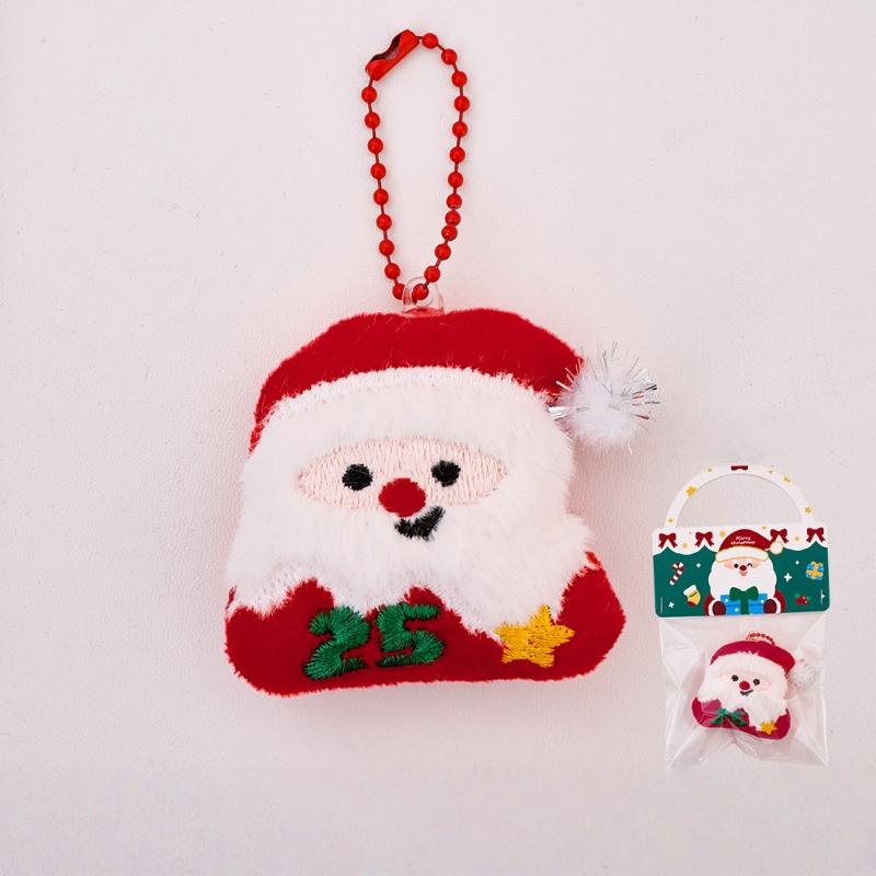 Christmas-themed Plush Keychain Santa Claus Doll Keychain Portable Bag Pendant Backpack Hanging Decor