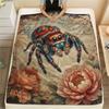 1PC Retro Spider Snake Print Flannel Blanket, High quality All Seasons, Home Decor, Warmth and Comfort, Perfect for Christmas Gifts