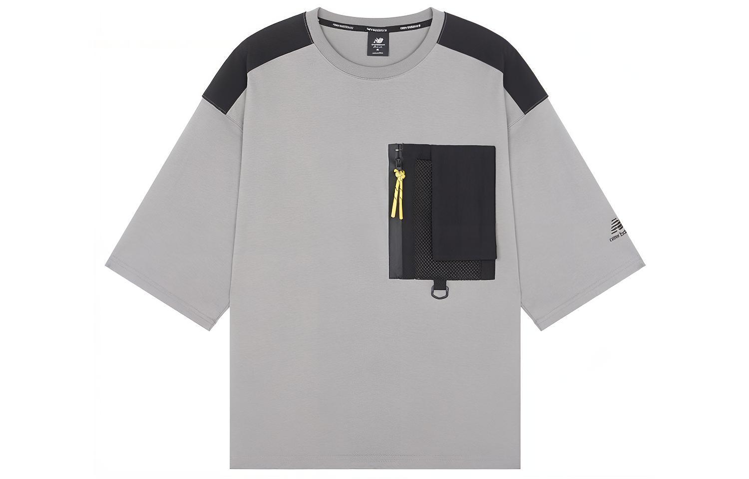 

New Balance T Shirts Men s Gray Crew Neck Moderate Straight Fit AMT21371-MHD M