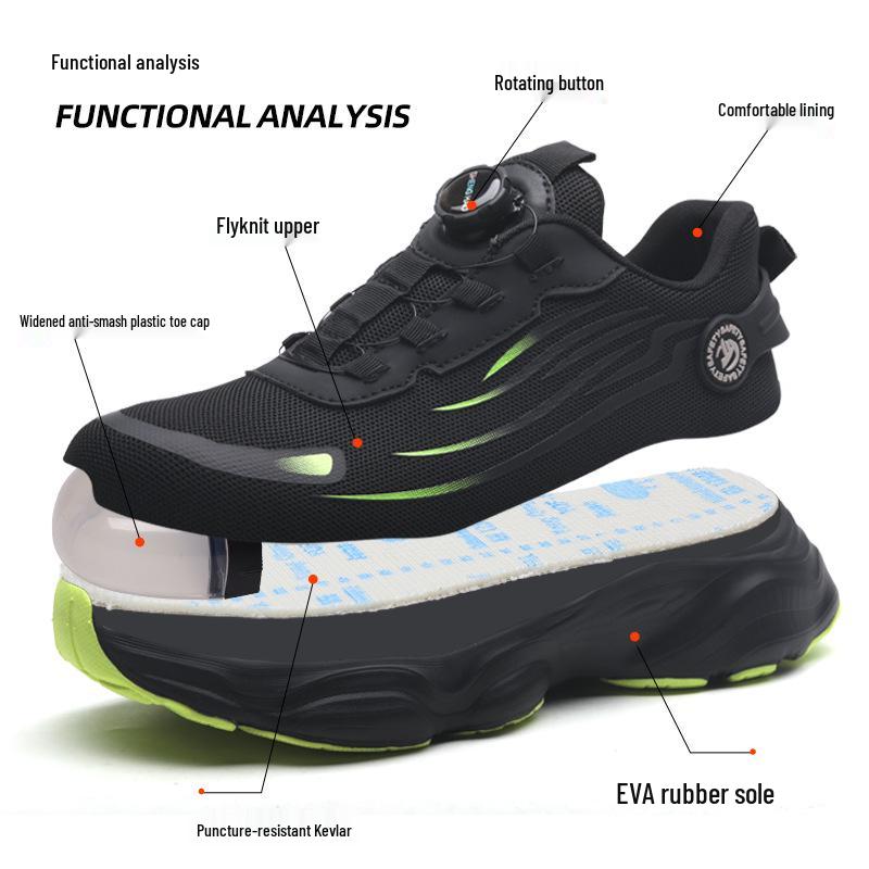 Steel Toe Breathable Fly-Knit Safety Shoes: Lightweight, Anti-Smash & Anti-Puncture with Convenient Rotary Fastening