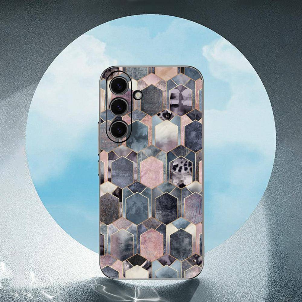 Marbled Pattern For Samsung Galaxy S25 S24 S23 Ultra S22 S21 Plus S20 Black Soft Silicone Protective Case