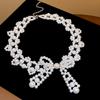 Imitation Pearl Clavicle Chain Women Pendant Collarbone Chain Exaggerate Bow Necklace  Summer