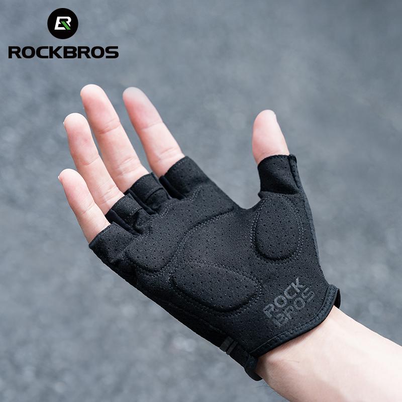 ROCKBROS gants demi-doigt SBR coussinets de paume respirant Anti-choc gants de cyclisme haute élasticité Fitness vélo gants sans doigts