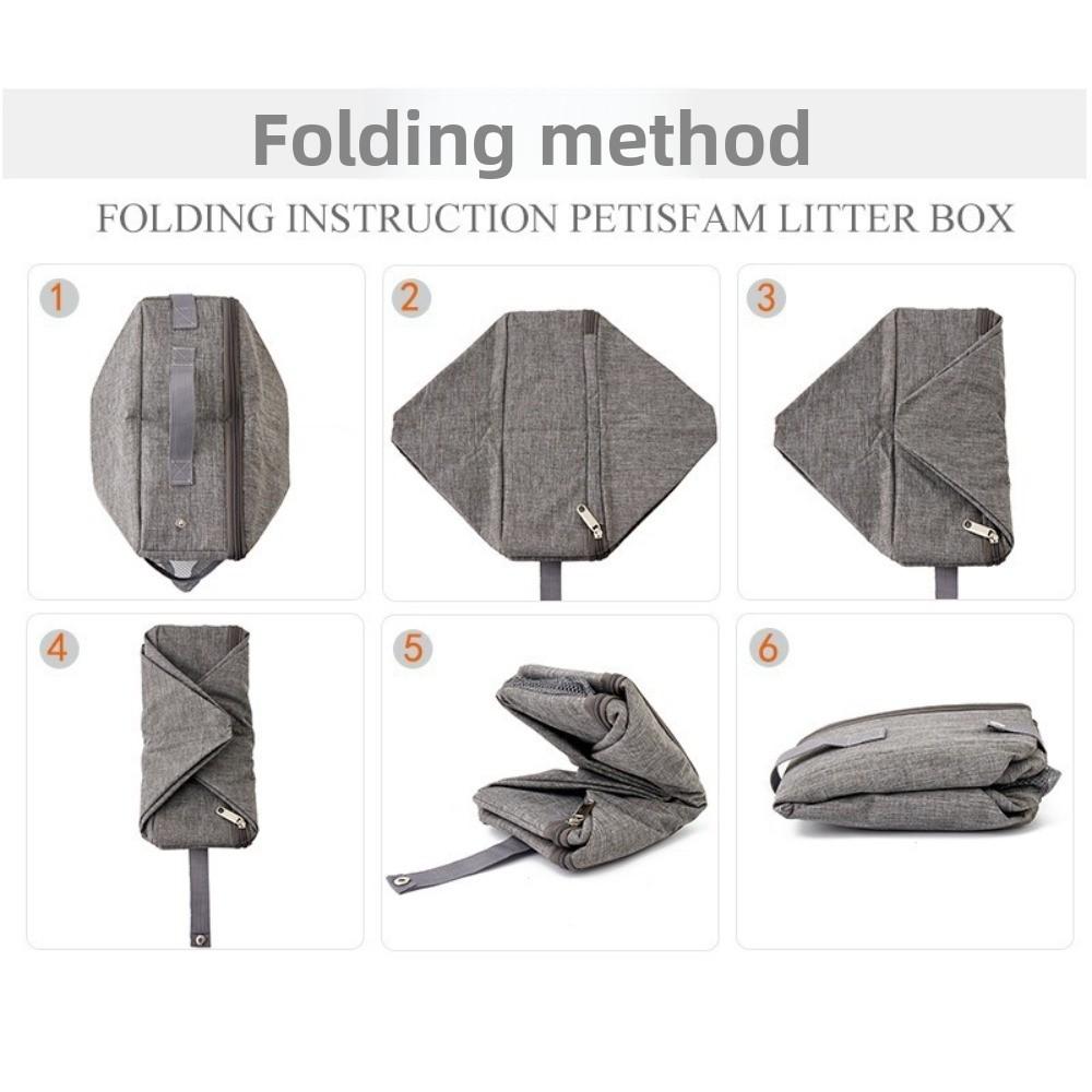 Zipper Lid Travel Litter Box Oxford Cloth Portable Litter Box New Foldable Cat Litter Box  Home Use