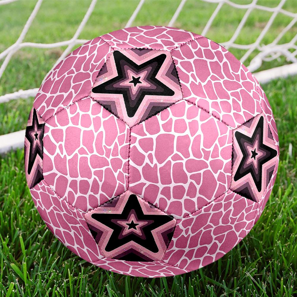 1PC Pink Abstract Star Kaleidoscope Soccer Ball Size 5 Football Machine Sewn Indoor/Outdoor Universal Football A62 Size 5