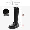 Leather high boots but knee women's autumn and winter new cigarette boots fashionable versatile and thin platform boots children