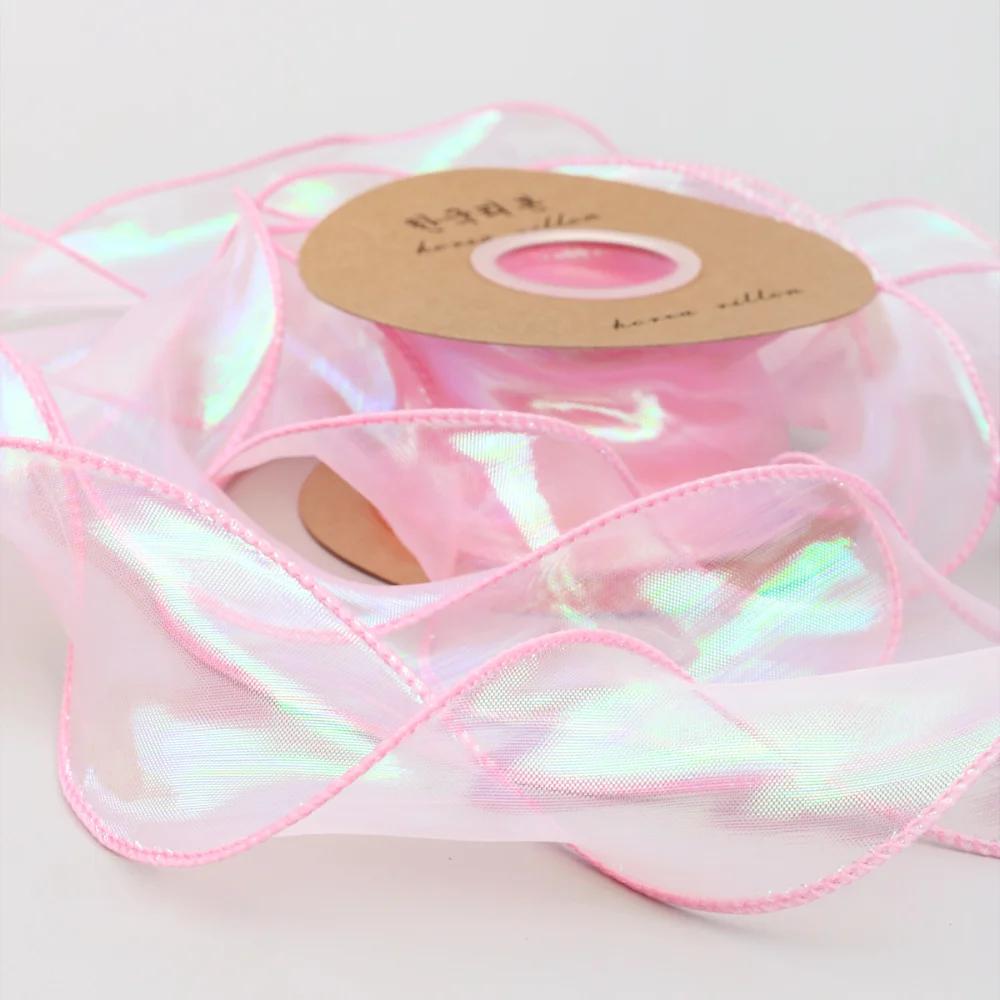 10yards Roll Solid Color Organza Ribbon Wavy Edge Fishtail Ribbon For Flower Bouquet Gifts Packaging Wedding Party Decorations