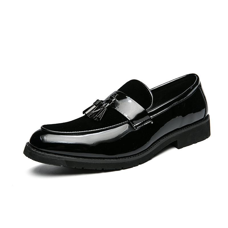 Extra Large Size Leather Shoes Men's One-Pedal Lazy Shoes Tassel Patent Leather Loafers Size 38-48 Men's Doudou Shoes