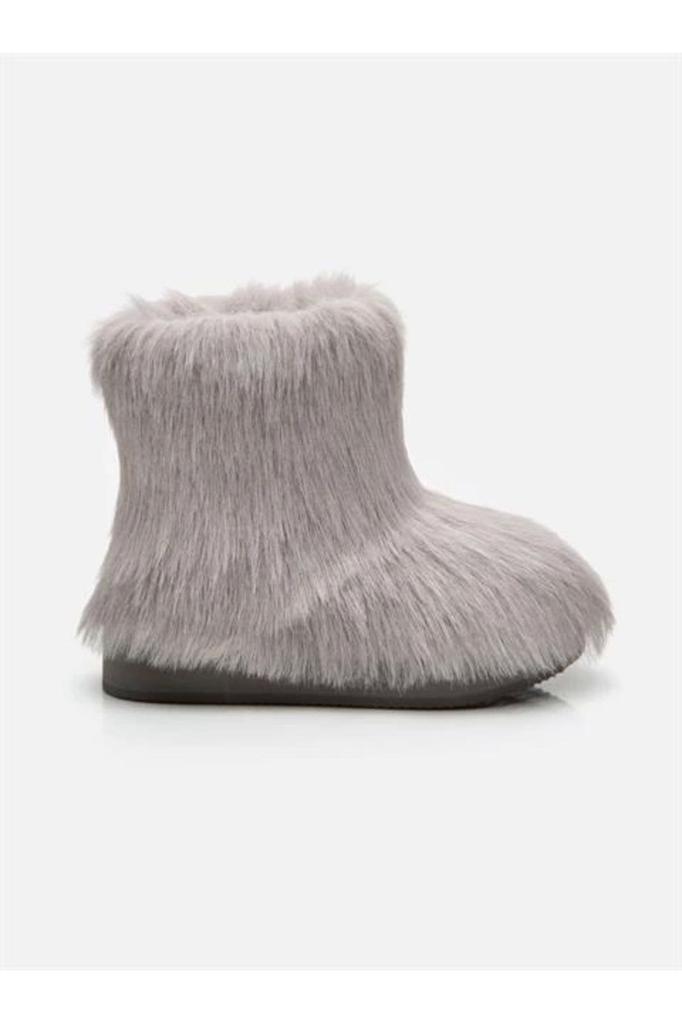 Women Modern Stylish Fashion Boots Boots Apreski Gray Faux Fur Boots