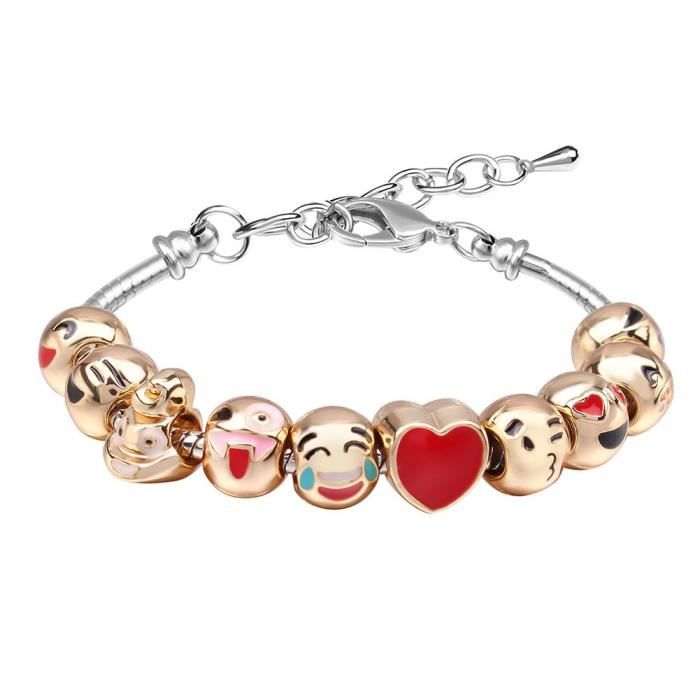 Braccialetti pour filles braccialetto pour femme o braccialetti con charmes 10 pezzi emoji perles coeur émail visages gi 2D1TUN