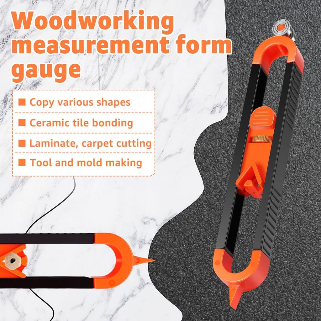2Pcs Precise Contour Scribe Tool, Adjustable Contour Gauge Tool with Pencils and Lock, Woodworking Edge Corner Measuring Scribing Tool, Irregular