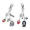 2Pcs Sweet Strawberry Anime Keychain Pendant Lovely Hangings Decorations Keyring Charm for Purse Bag Backpack Handbag
