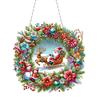 Diamond Painting Hanging Pendant Acrylic Special Shape Christmas Wreath Rhinestone Diamond Art Pendants for Garden Window Decor