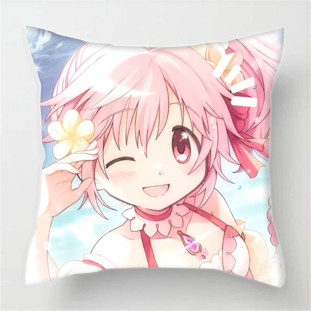 Anime M-Madoka M-Magica CUTE GIRL  Pillowcases Cushion Covers Living Room Sofas Home Decor Gifts