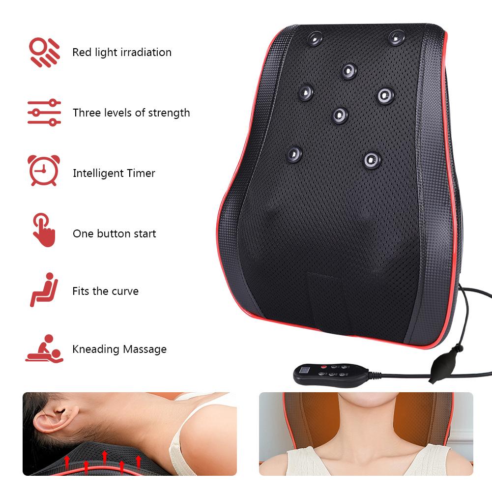 Electric Neck Massager with Heat Heated Back Massager with Remote Control 3D Deep Tissue Kneading Pillow for Neck Back Shoulder