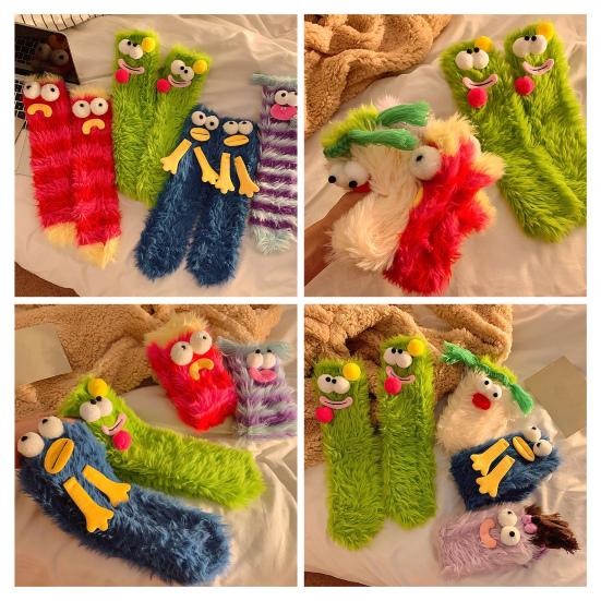 Funny Fuzzy Socks Women Men Fluffy Crew Socks Crazy Cartoon Silly Socks for Home Indoor Wear Sleep Christmas Birthday Gift