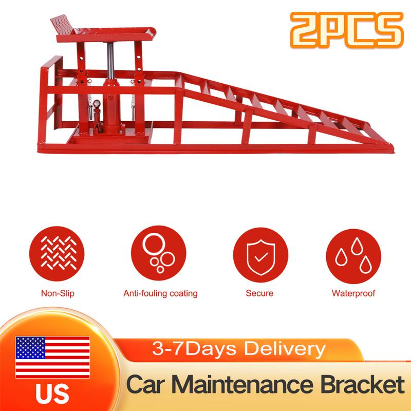 Garage Car Lift 2Pcs Metal Hydraulic Auto Repair Ramps 5 Ton Capacity 98 to 15 Inches Height Control Tire Replacement Tool