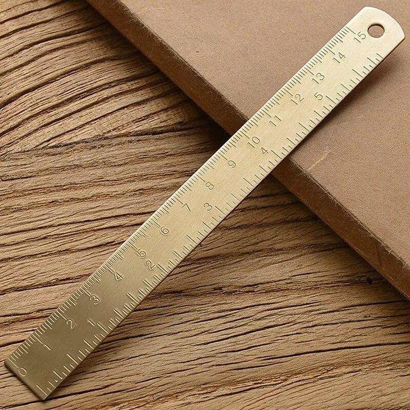 Copper Brass Ruler Outdoor Measure Ruler Tool EDC Measuring Rulers Portable Handy Straight Ruler Painting Measuring Tool