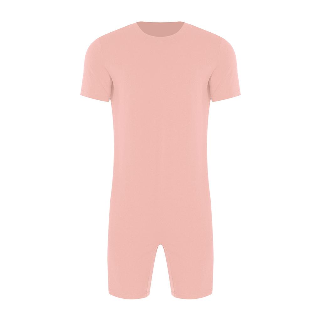Mono Adaptable Antidesgarro Unisex Cuello Redondo Manga Corta Parte Inferior Corta Cremallera Trasera Mono de una Pieza