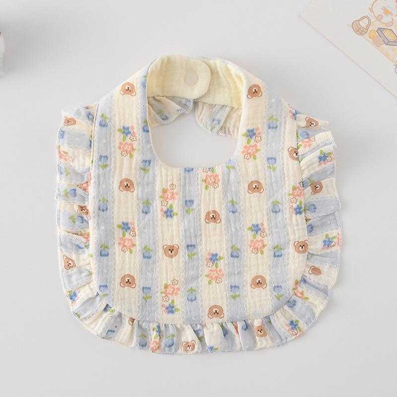 Ruffle Baby Drool Bibs: Pure Cotton Printed Lace Bibs