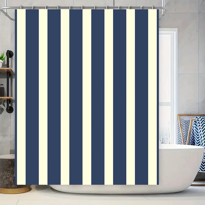 

Blue And White Vertical Stripe Shower Curtain Modern Bath Decor For Bathroom Extra Long Size Available Easy Installation Perfect W60H190(CM)-1 Pcs