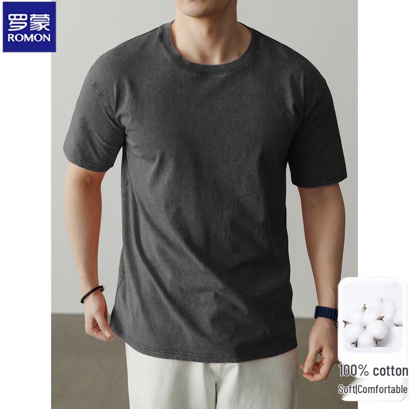 ROMON Atmungsaktives Herren-T-Shirt aus reiner Baumwolle mit kurzen Ärmeln