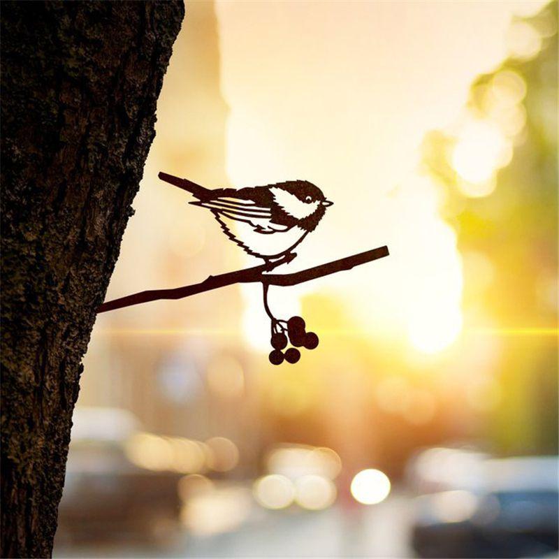 Creative Tree Metal Bird Art Branch Sign Rustic Hang Ld Home Garden Yard Decor