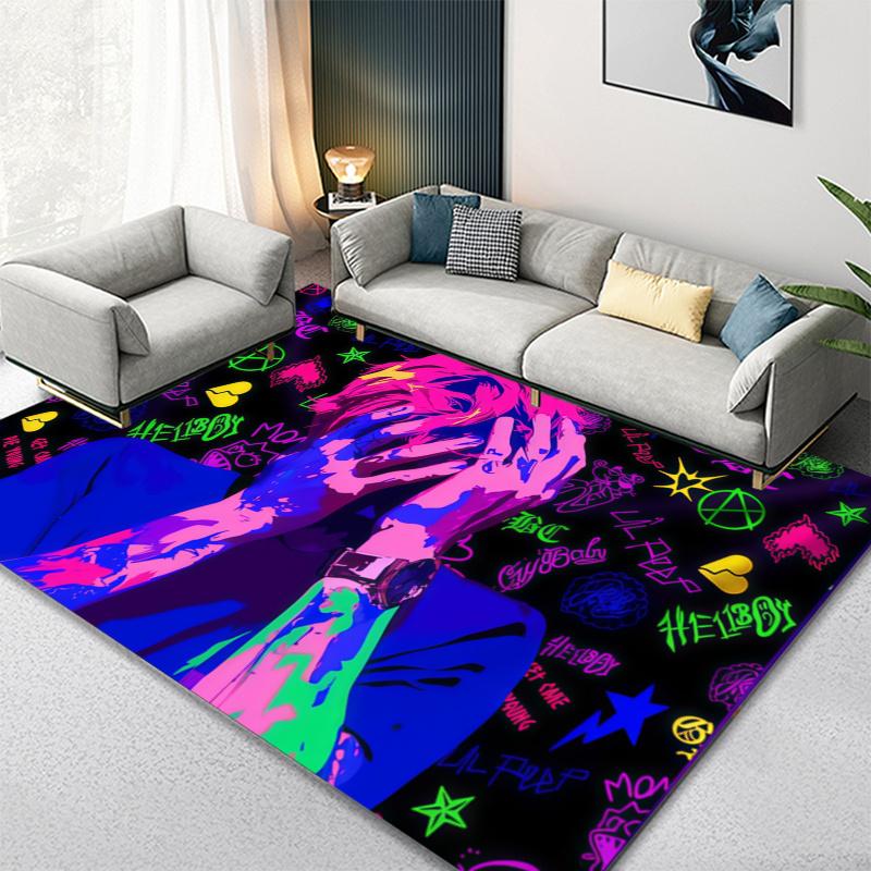 Lil Peep Poster Carpet Rug for Living Room Bedroom Home Sofa Decoration,Kids play Non-slip Floor Mat