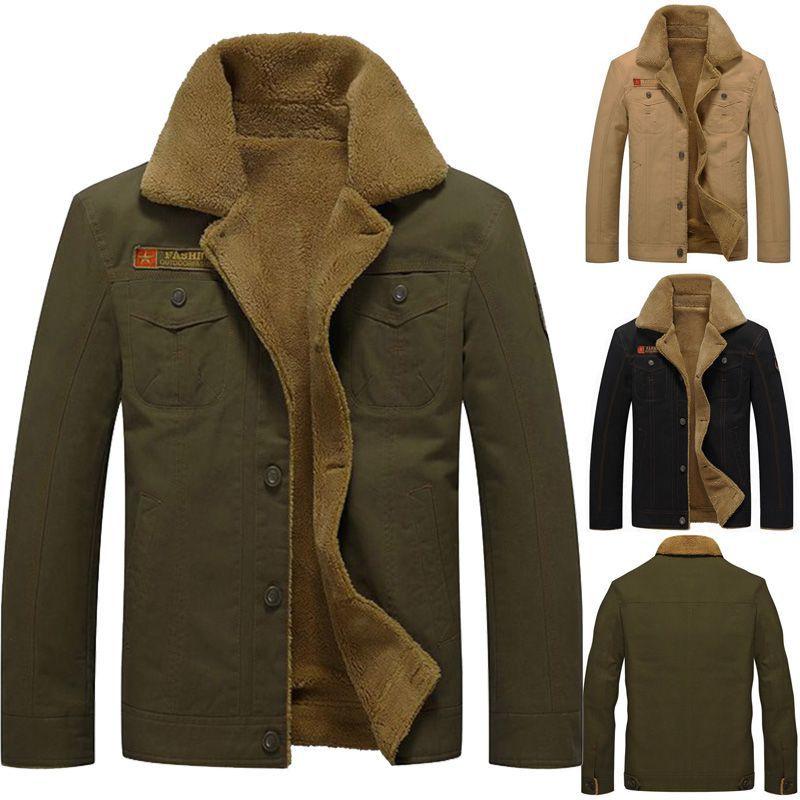 Jacket Bomber Winter Men Pilot Warm Male Fur Collar Army Tactical Coat Jacket