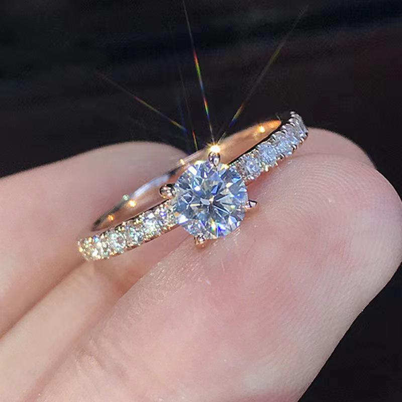 

925 Silver-Plated Simulated Diamond Zircon Wedding Ring Size 10 золотой
