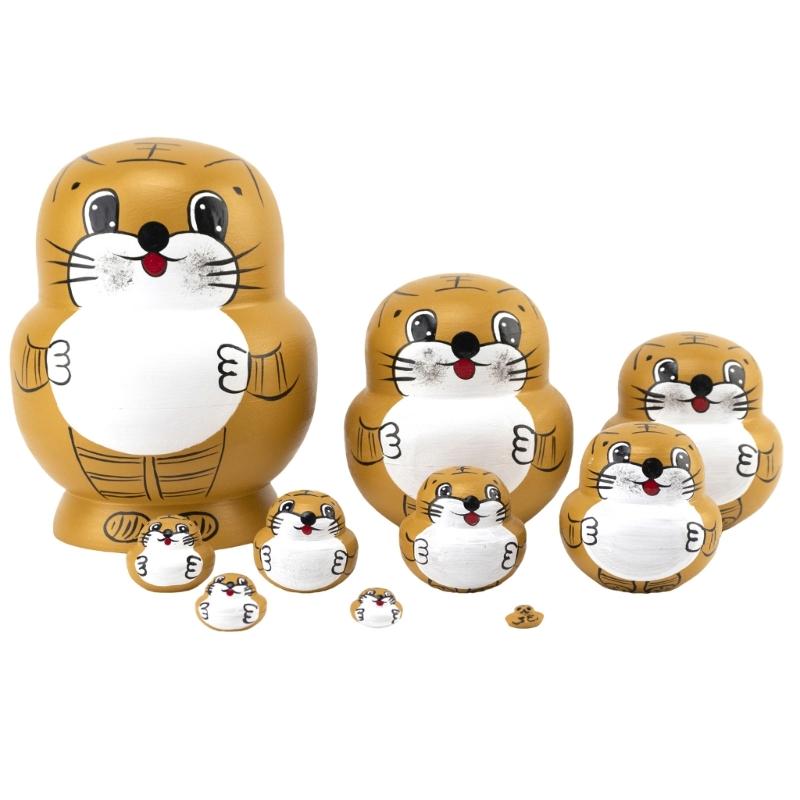 

Traditional Russian Nesting Dolls 10Pcs/Set Hand Painted Wood Matryoshka Theme Nesting Dolls Folk Art Collectibles 1