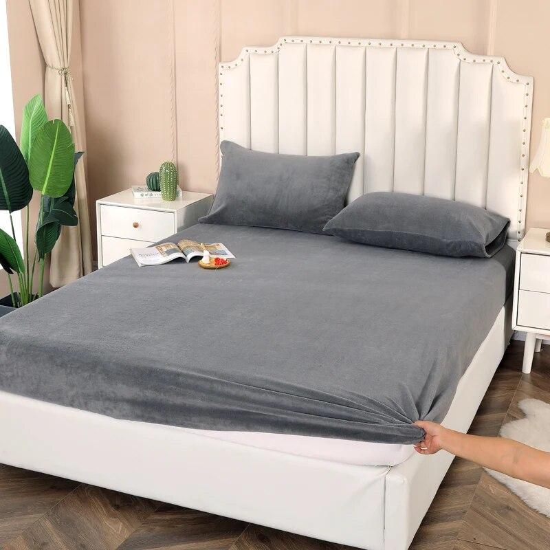 Milk Velvet Adjustable Fitted Sheet 135x190,Bed Sheet With Elastic Band,160x200,Solid Color,For Bedroom Winter
