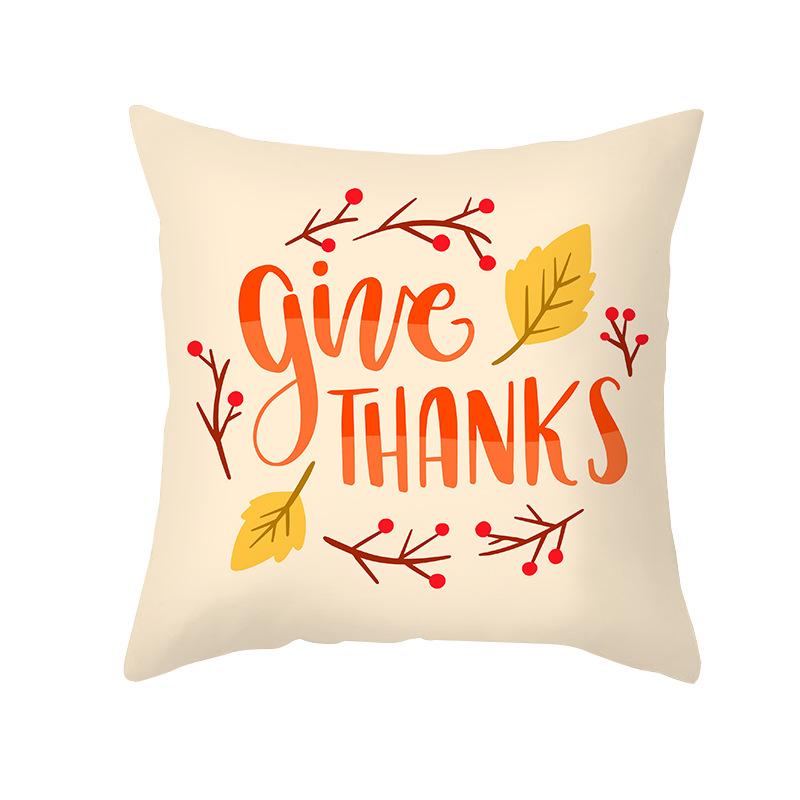 Yellow Thanksgiving Pillow Home Cartoon Animal Sofa Cushion Cover Peach Skin Office Cushion Cover