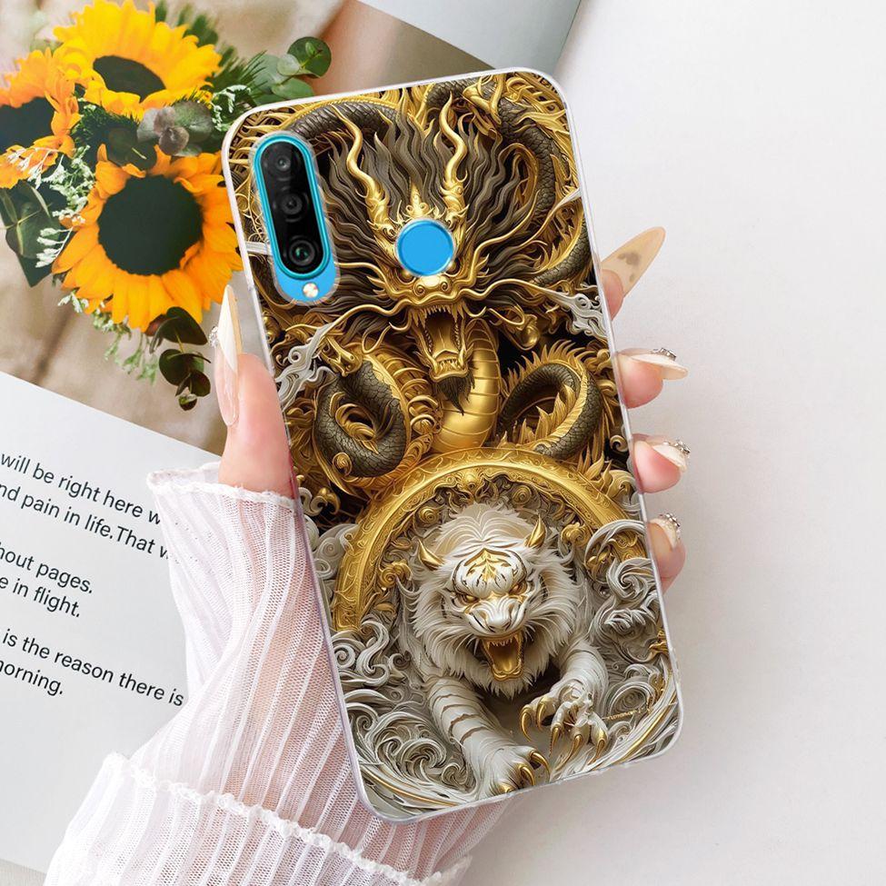 Transparent For Huawei P30 Lite Case Cover Cute Cat Fashion Butterfly Funny Painted Casing MAR-L01A MAR-L21A MAR-LX1A