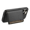 For iPhone 16 Pro Case Card Holder Kickstand Leather Coated PC+TPU Phone Cover