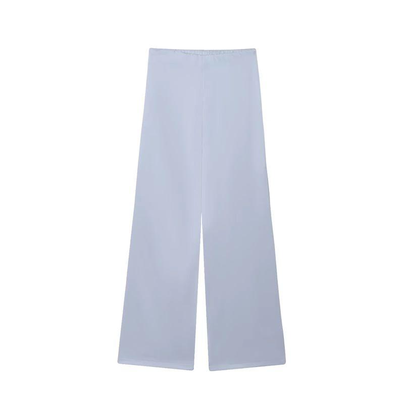 Strapless Straight Collar Silk Satin Texture Plaid Tube Top Tops 4772026 Silk Satin Texture High-Waisted Trousers 5427429