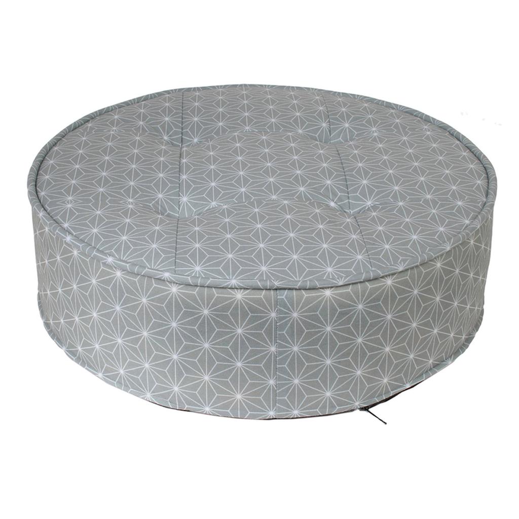Les Trésors De Lily [R2412] - Gray Round 'Boho' Pouf - 50x16 Cm