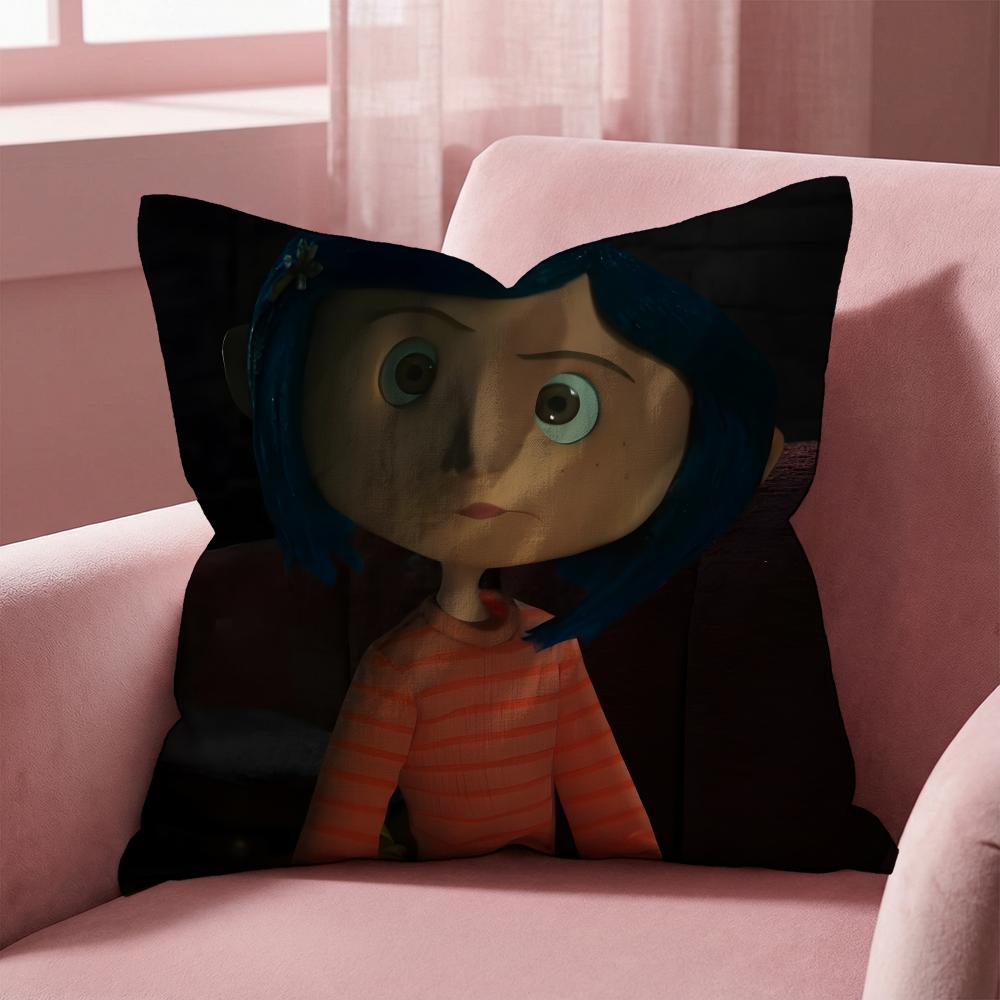 HOT Cartoon Coraline Cushion Cover MultiScene Pillow Cover for Home Car Reversible Soft Durable for Daily Use