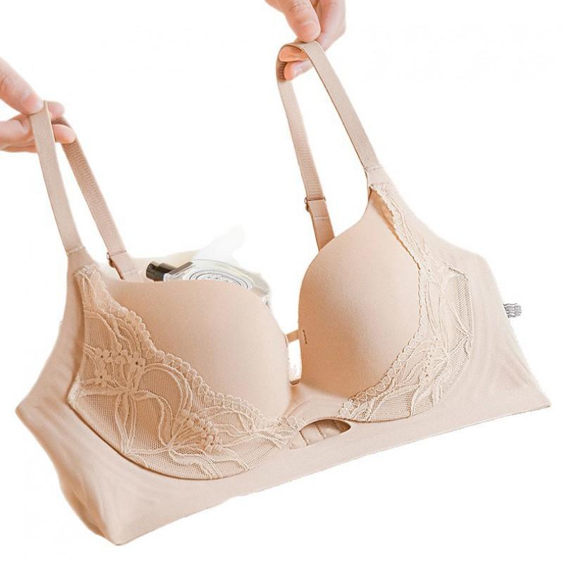 Womens Push Up Bra Set Lace Underwireless Lingerie Small Bust Side Support