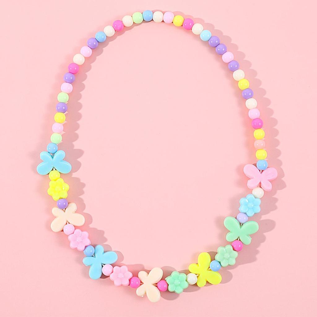 Kids' Flower Necklace & Bracelet Set – Colorful Acrylic Beads