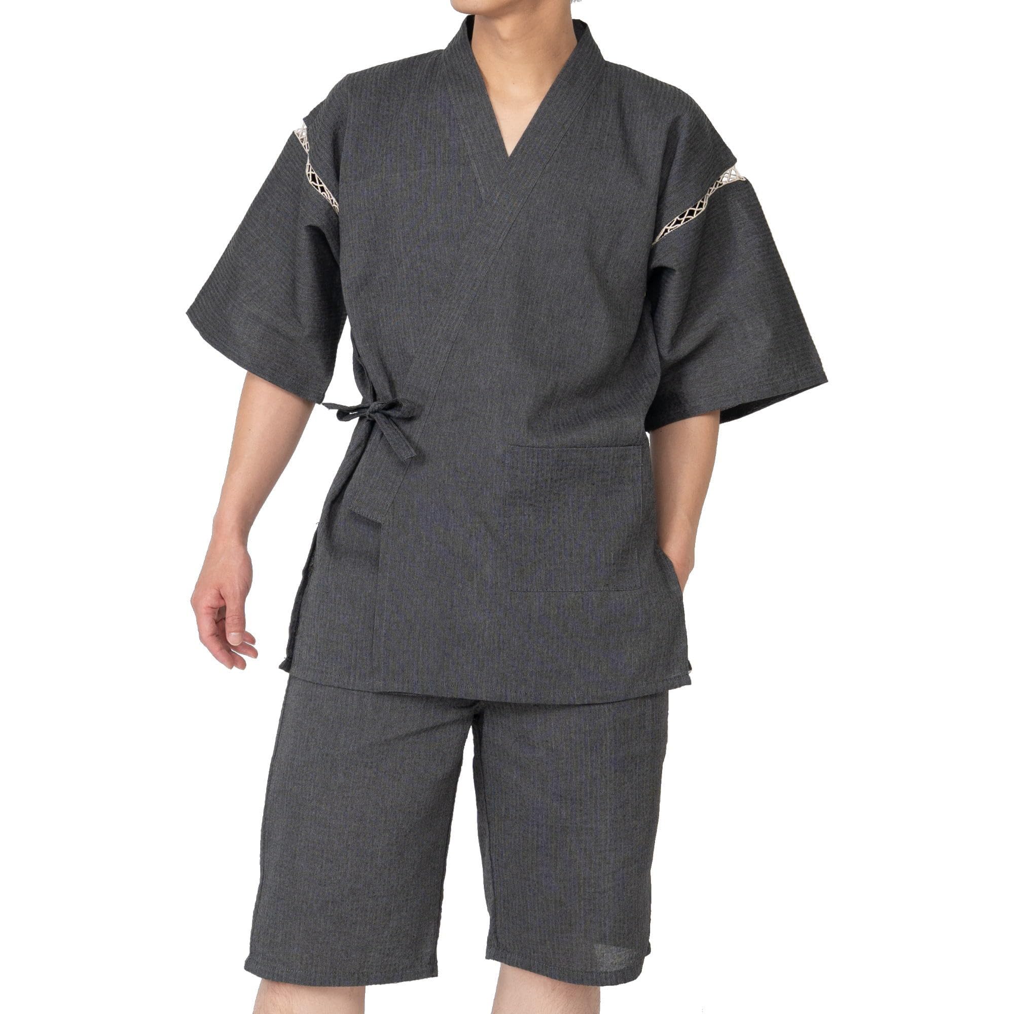 

Morioru Shijira Woven Jinbei for Size Gray Cotton Jinbei for Summer Men, L, [Cool 100% Men, Loungewear, Gift] серый