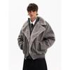 Blaexit Retro Faux Rabbit Fur Collar Mountain Carving Jacket Men's Thickened Winter Cotton Coat Textured Suede Jacket