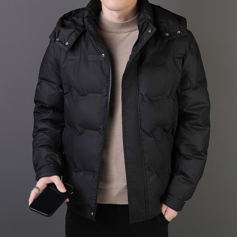 

Зимняя куртка-пуховик мужская белая утиная пуховая модная трендовая куртка-пуховик с капюшоном повседневная 4XL чёрный