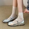 New Spring 2025 Fashion Women's Shoes Round Toe Shoeslong Socks Leather Shoes Riveted Buckles Mary Jane Women's Shoes