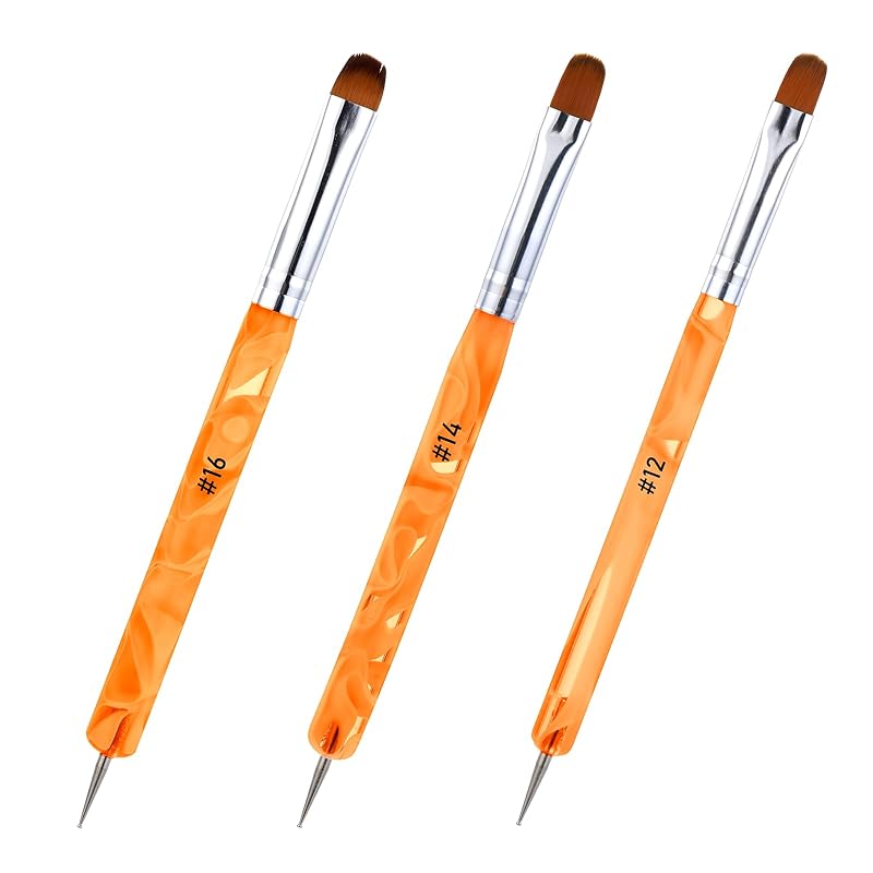 French Tip Brush, 3 Pcs Double Ended Liner Brush for Nails Gel French-Brush for Nails Nail Dotting Tool Professional Manicure Tool for Manicure