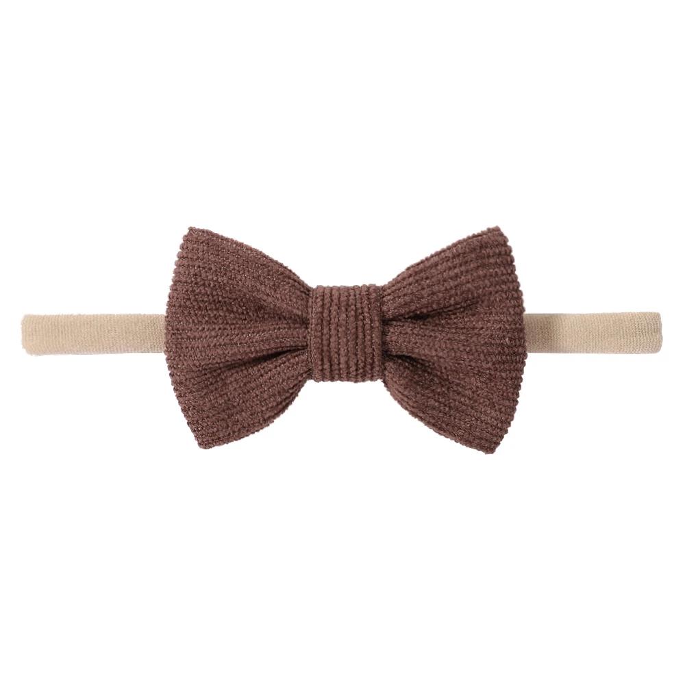 Solid Color Kids Bows Headband for Baby Girl Cute Handmade Knitted Bowknot Children Hair Ties Headwear Hair Accessory