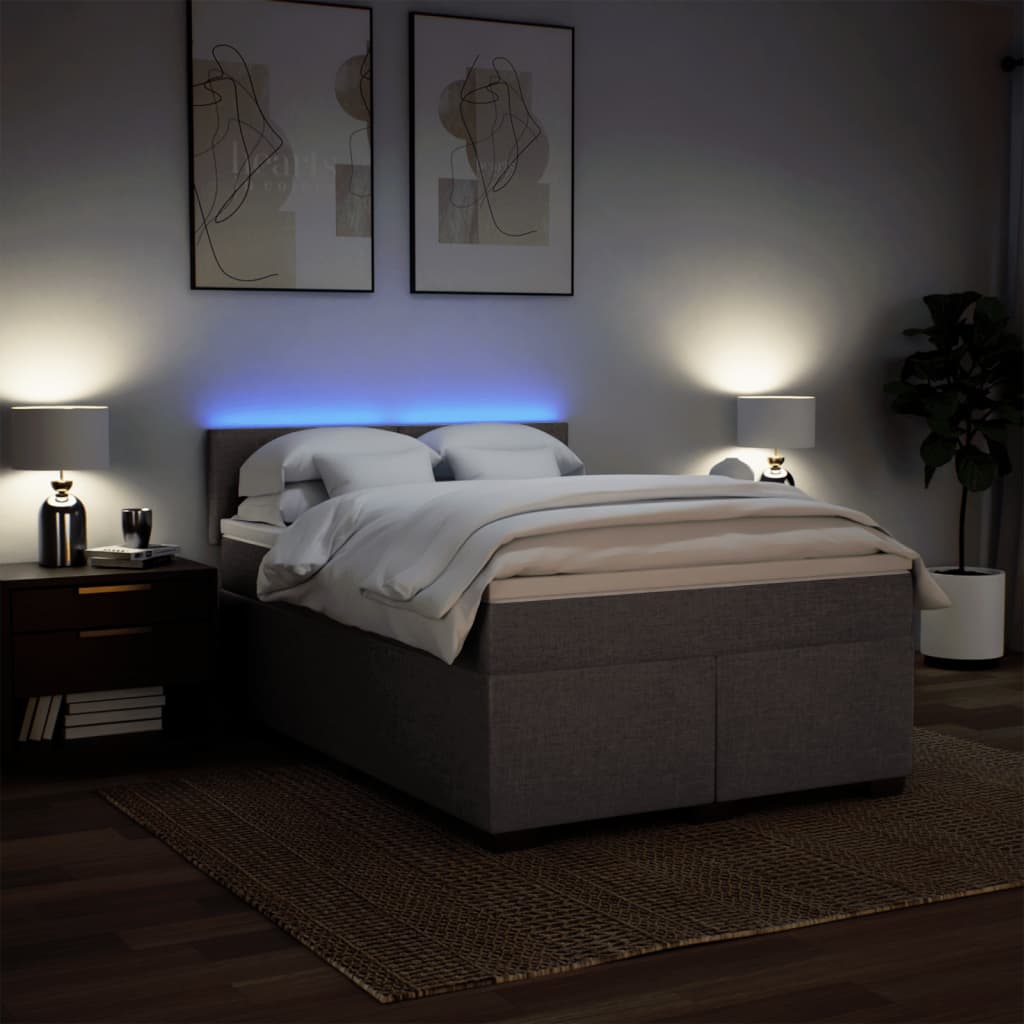 Box Spring Bed with Mattress Taupe 140 x 200 cm Fabric