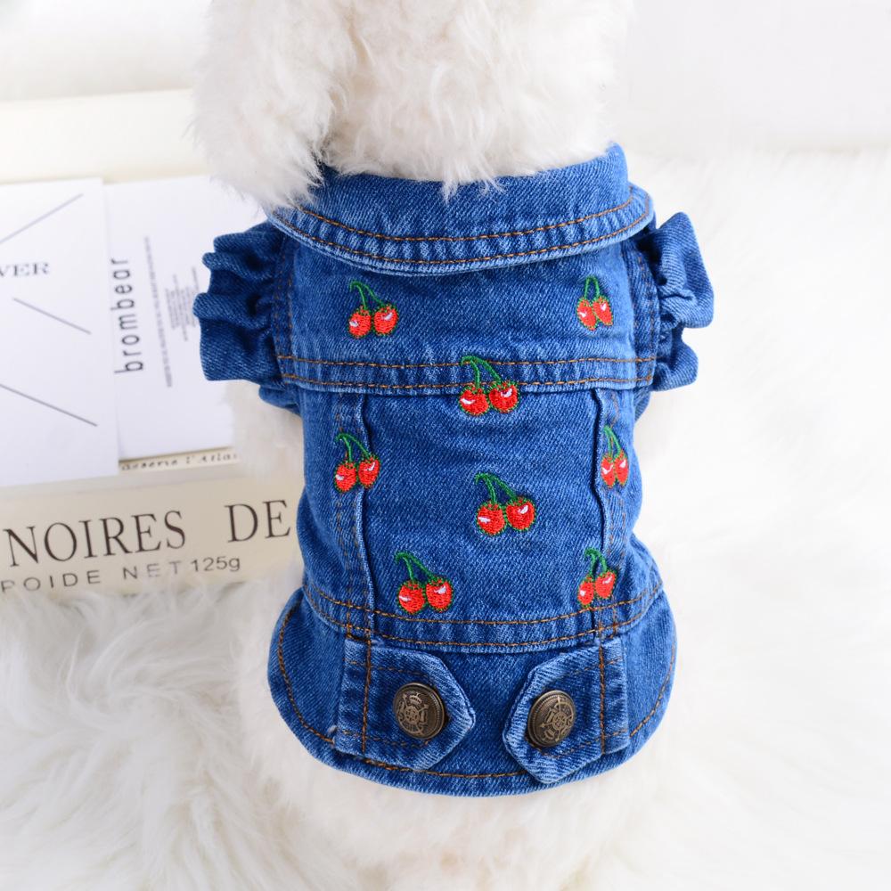 Pet cat puppy dog clothes spring and autumn vest than bear pomeranian teddy princess denim vest jacket winter