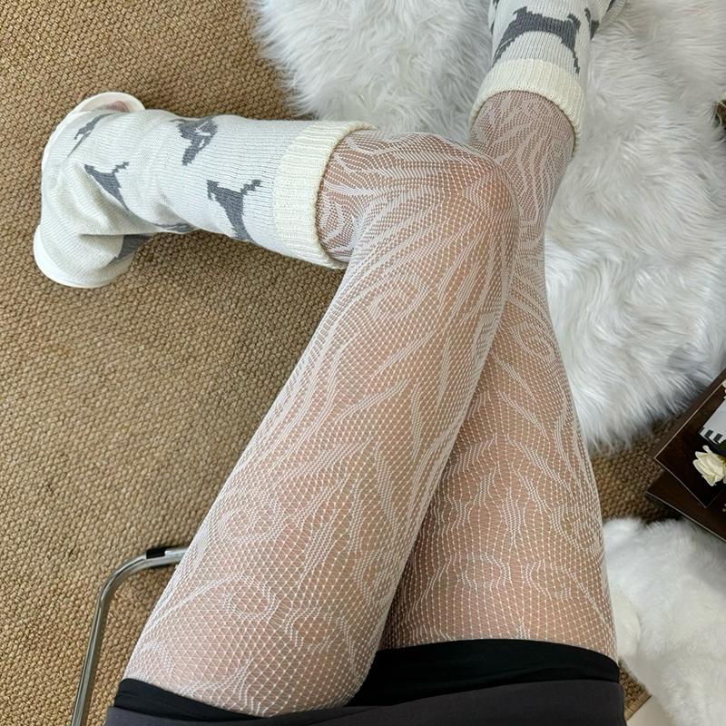 Y2K Women Fishnet Tights Women Sexy Thigh High Stockings Mesh Patterned Fishnet Leggings Pantyhose for Halloween