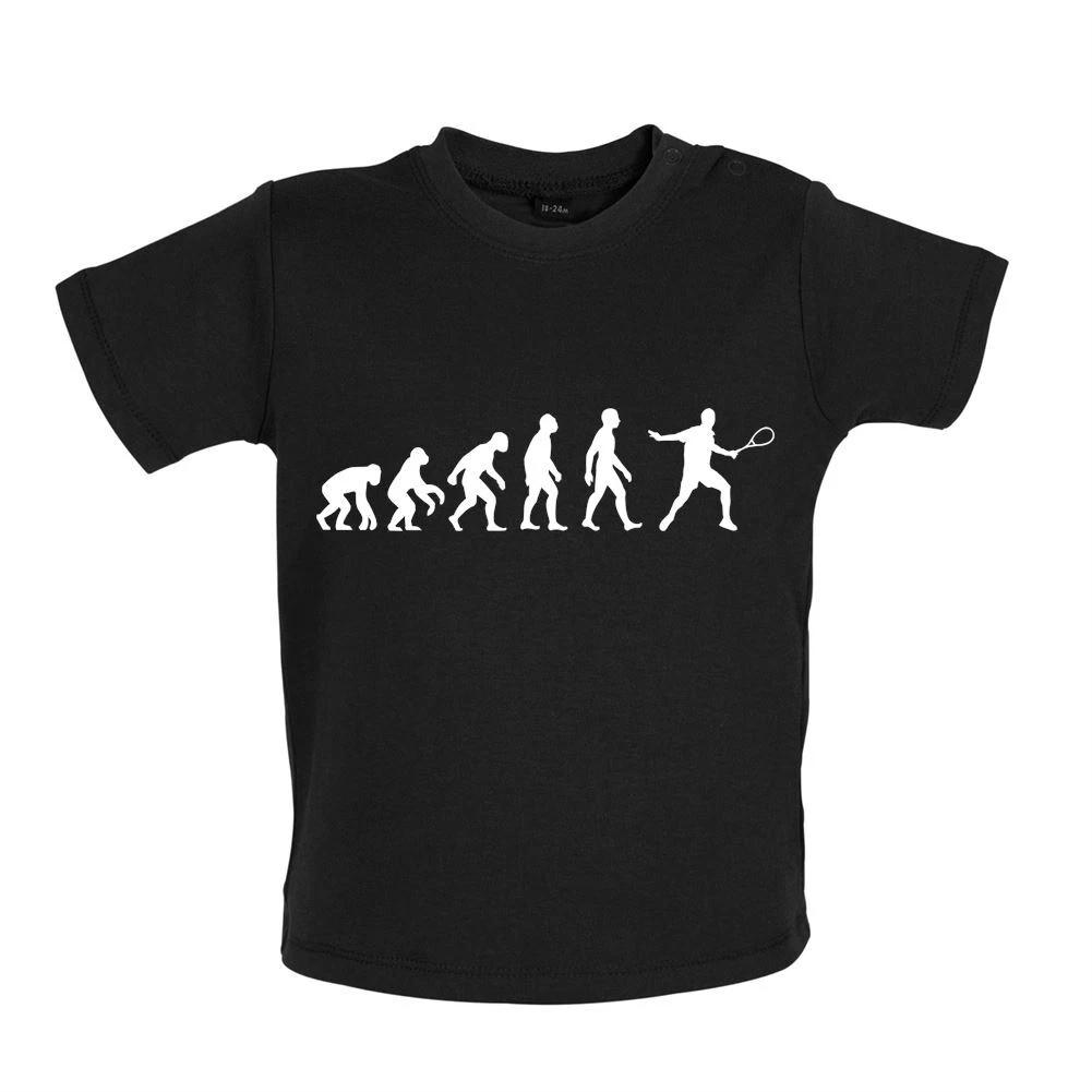 Evolution Of Man Squash Player - Baby Kids Boys Girls Unisex T-Shirt / Babygrow - Players Racquet 130